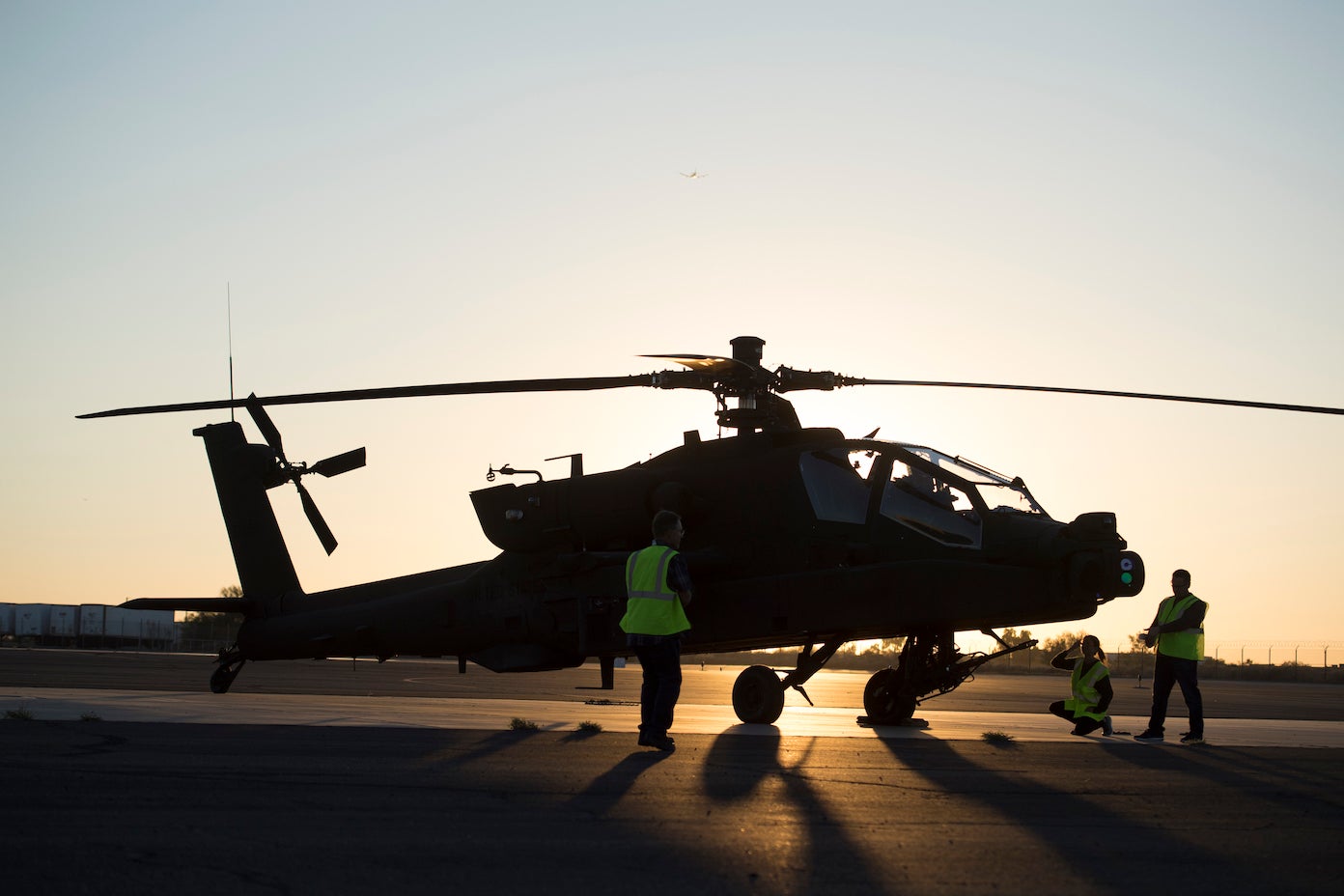 Work on an Apache Helicopter