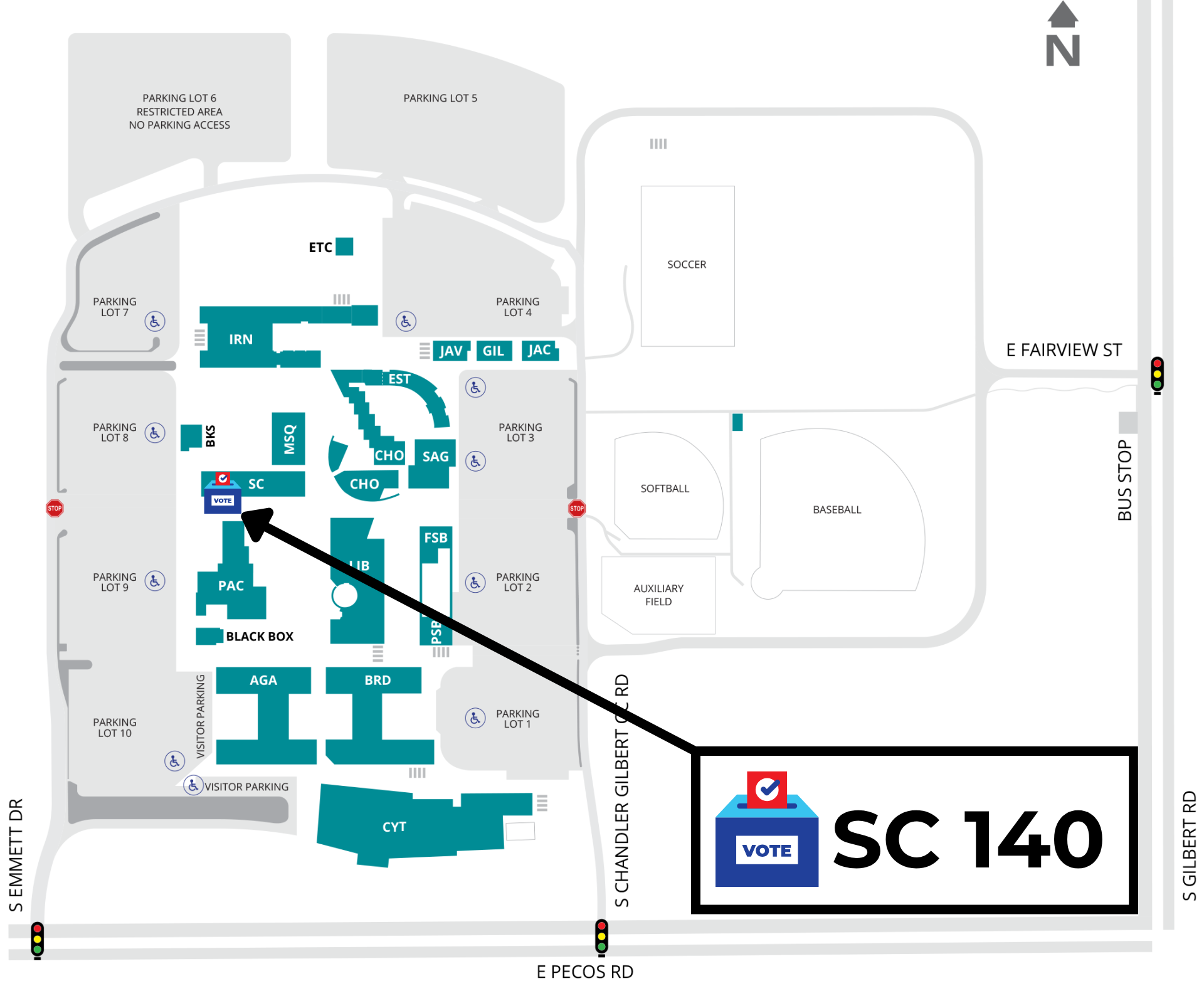 CGCC Pecos campus map with location of Election Voting Center
