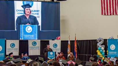 Lauren Roland speaks at the 2026 Commencement Ceremony