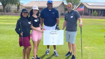 Swing 4 SWE sponsor GRS and CGCC President Wurster with ASU and CGCC student golfers