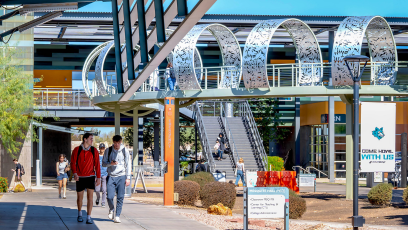 Students walking on CGCC's Pecos campus