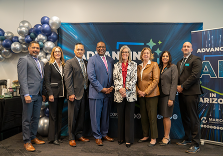 Pictured from left to right: Dr. Rey Rivera, Sandra Watson, Dr. Steven R. Gonzales, Al Thompson, Arizona Governor Katie Hobbs, Susan Bitter Smith, Valerie Jones, Dr. CJ Wurster.
