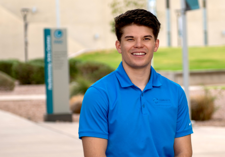 Joe Abeita wearing a blue City of Chandler polo shirt