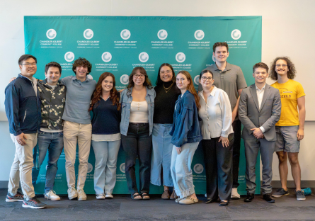 City of Chandler interns pose in front of a CGCC backdrop