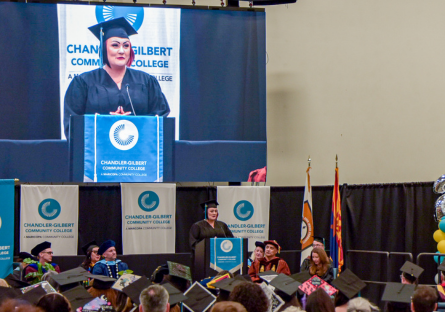 Lauren Roland speaks at the 2026 Commencement Ceremony
