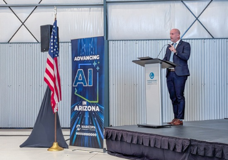 CGCC President CJ Wurster speaks at the open reception for the 2026 National Summit on Artificial Intelligence