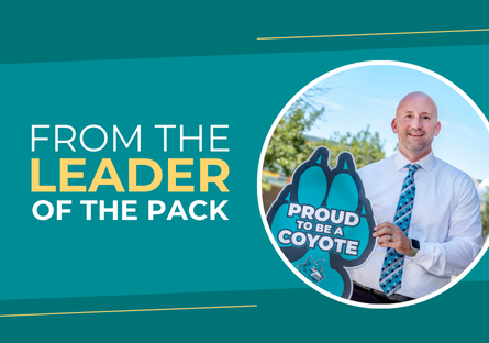 Image of CGCC President CJ Wurster with text "From the Leader of the Pack"