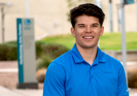 Joe Abeita wearing a blue City of Chandler polo shirt