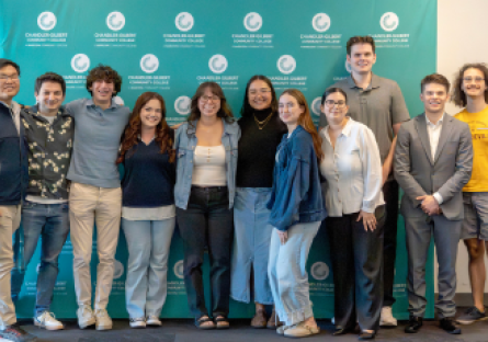 City of Chandler interns pose in front of a CGCC backdrop