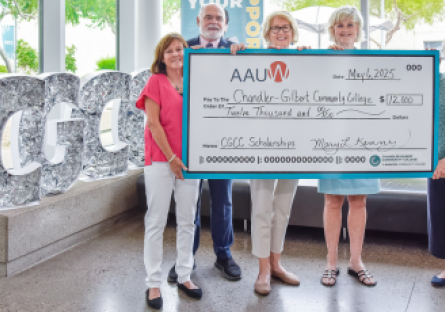Beth Zdeblick - AAUW Advisor, Paul Sanders - CGCC Sr Development Officer, Penny Rigs - AAUW Program Advisor, Jill Haavig Stone - AAUW Southeast Valley Scholarship Awards, and Mary Kenny - AAUW Southeast Valley Branch President
