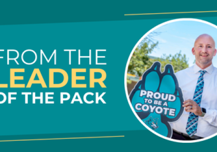 Image of CGCC President CJ Wurster with text "From the Leader of the Pack"