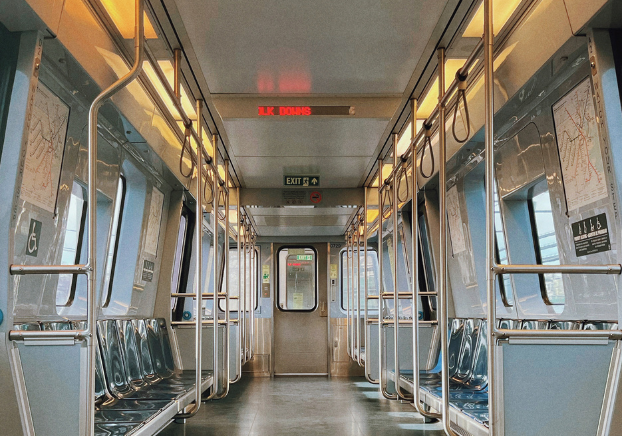 Interior of an empty public transit