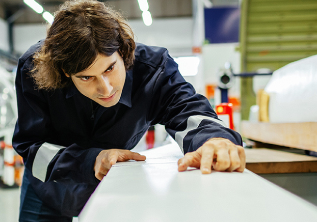 Student participating in hands-on training during the Composites Technician Boot Camp.